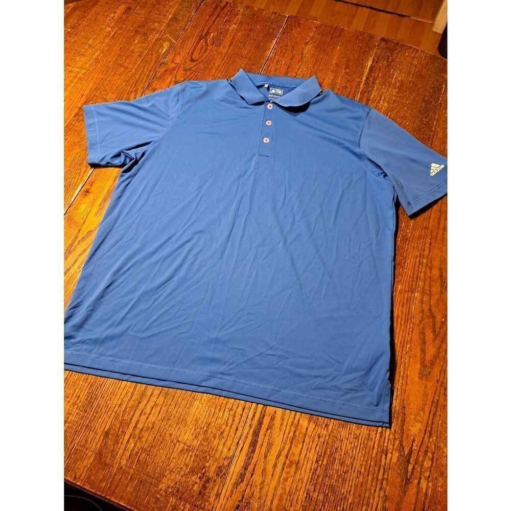 Adidas Golf Polo Shirt XL Blue PureMotion Short Sleeve 3-Button Pullover